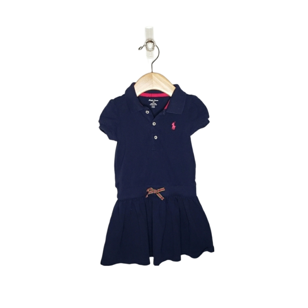 Ralph Lauren 18 Months Navy Blue Short Sleeve Preppy Polo Flutter Skirt Dress
